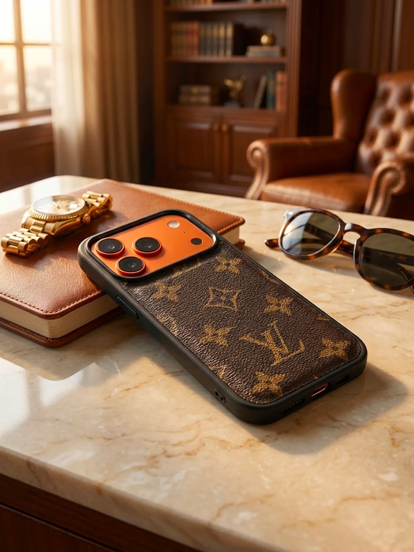 Classic Brown LV Designer Pattern Case – iPhone 17 Pro Series